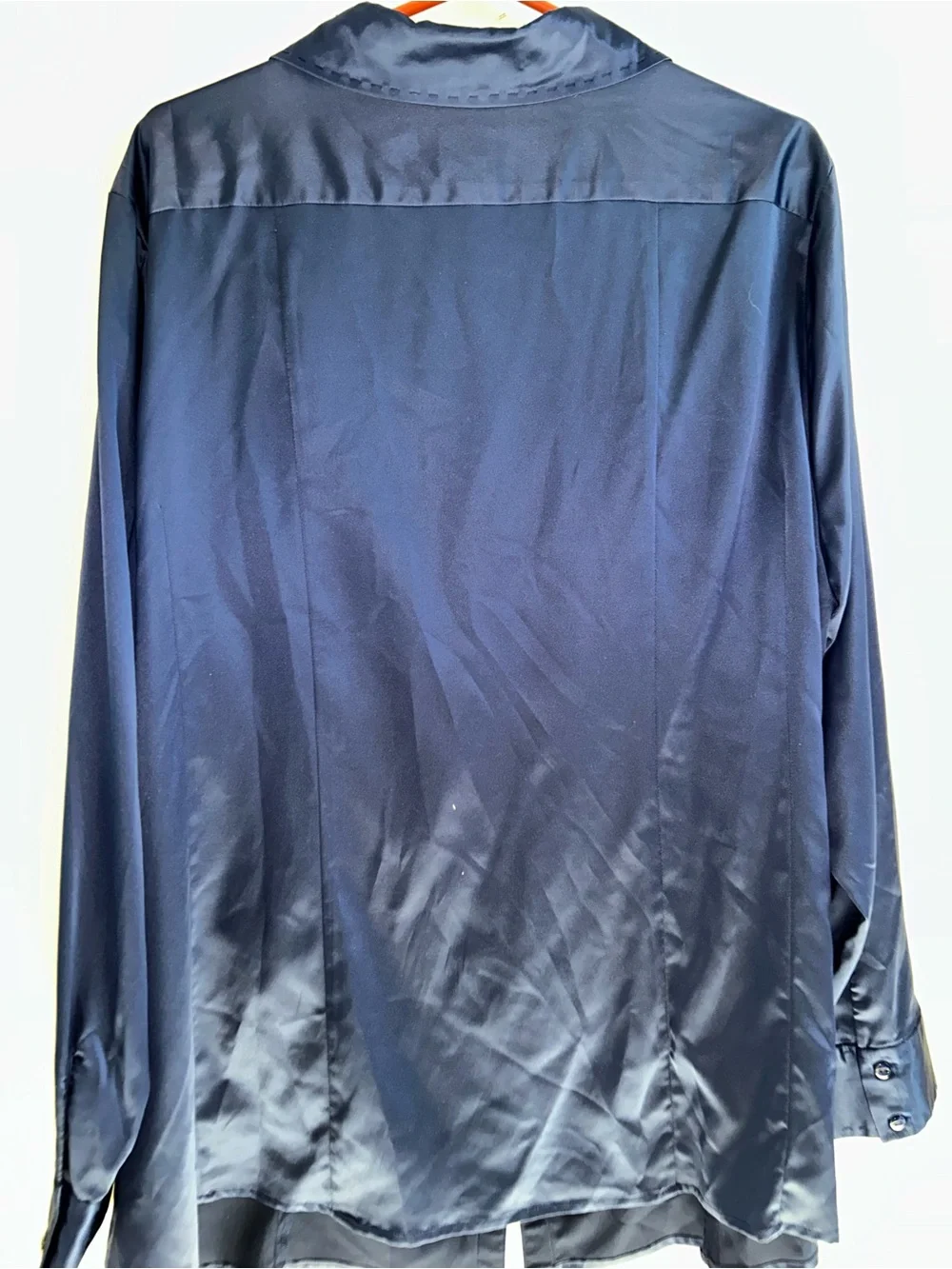 Royal blue Satin Ruffle Front Blouse sz 3X designer Queens collection , - Picture 4 of 4